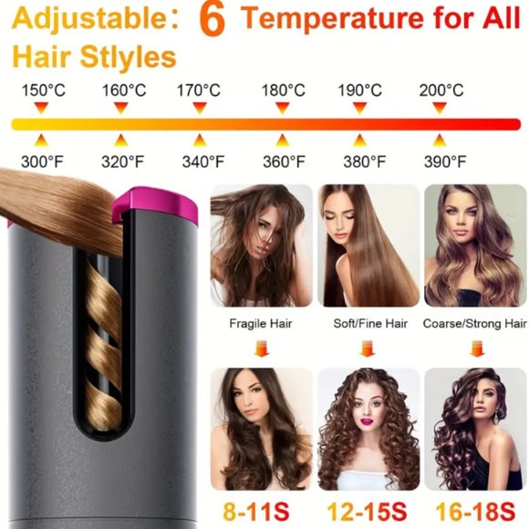 Cordless Auto Rotating Ceramic Hair Curler with Accessories - Picture 4 of 13